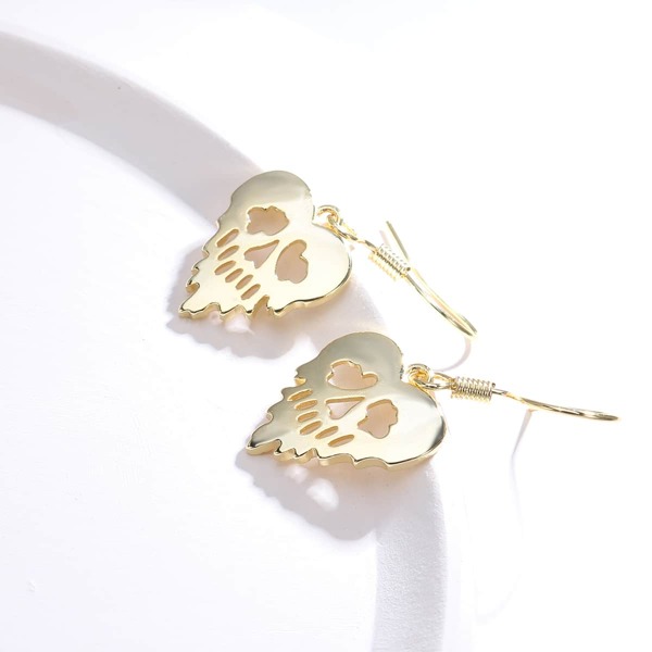 

Позолоченные серьги-подвески с декором черепа 18K, Золотистый