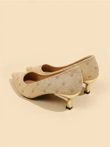 Glitter Kitten Heeled Court Pumps - Gold - View 5