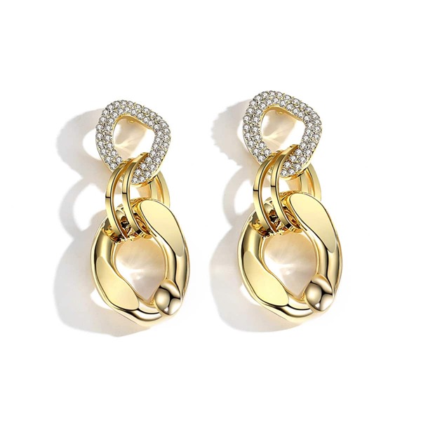 

14K Gold Plated Zircon Decor Drop Earrings