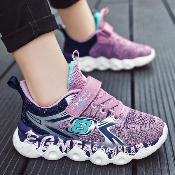 

Girls Colorblock Lace-up Front Velcro Strap Sneakers, Pink