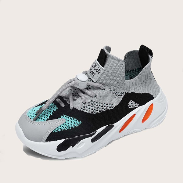 

Girls Knit Detail Lace Up Design Sneakers, Multicolor