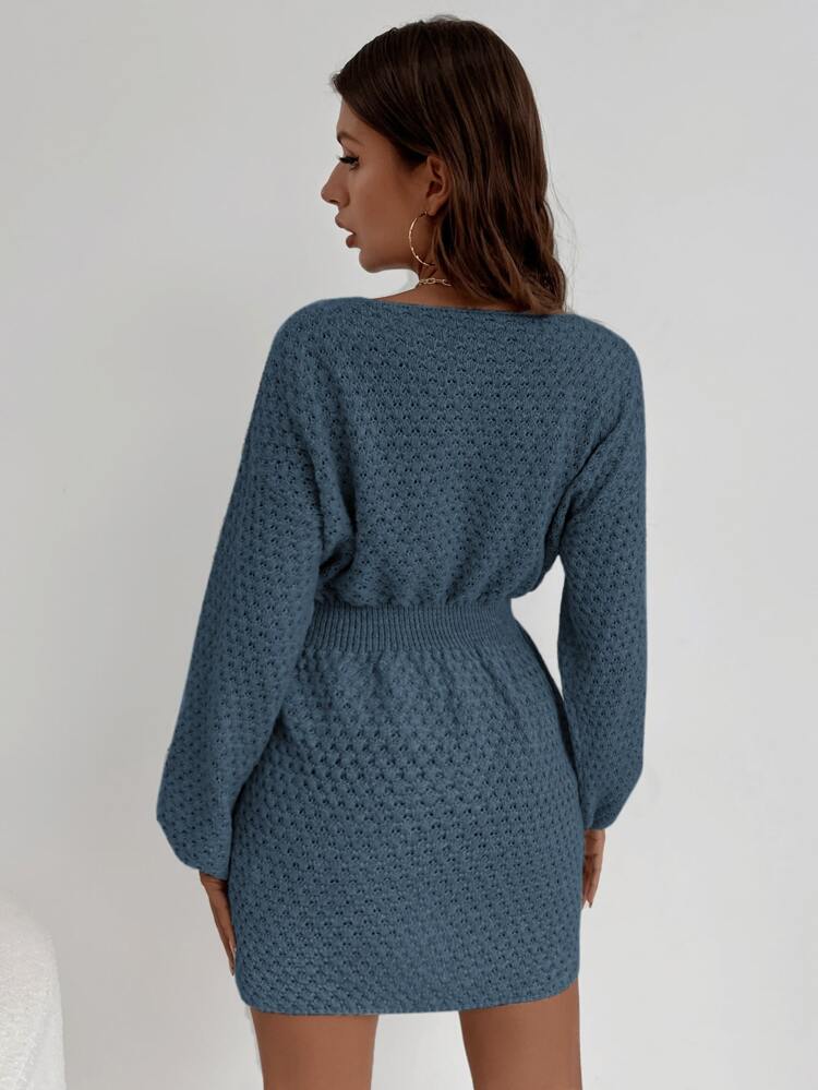Batwing Sleeve Corset Waist Sweater Dress