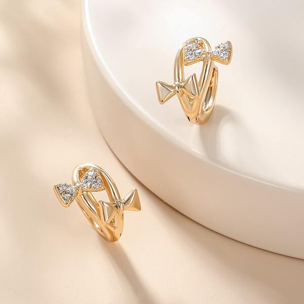 

18K Gold Plated Zircon Decor Hoop Earrings