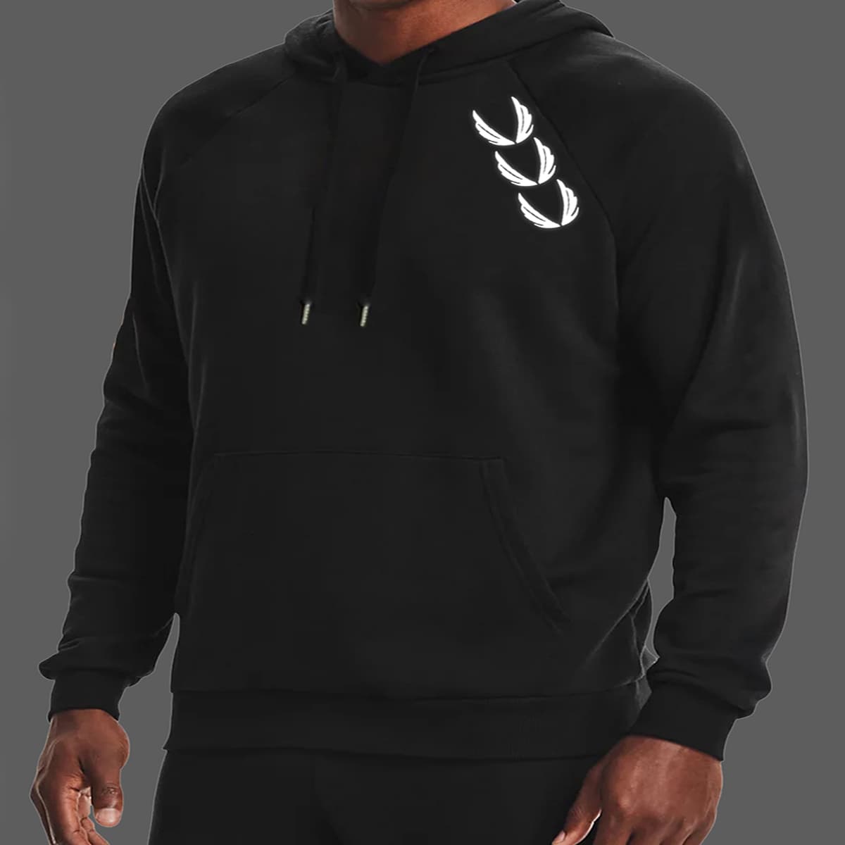 Мужская толстовка с капюшоном на шнурках с рукавами реглан и светоотражающими крыльями