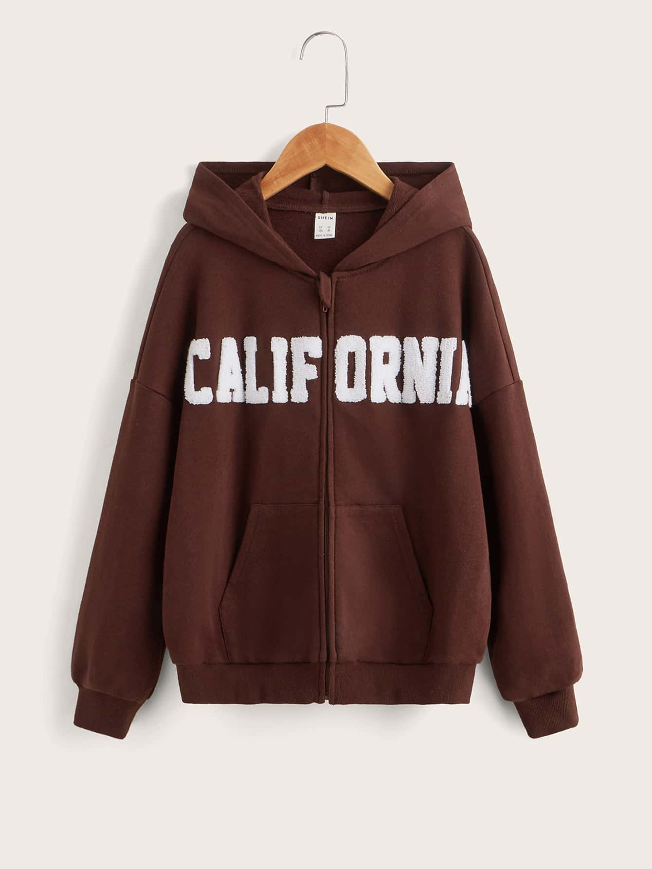 SHEIN Tween Girl Letter Pattern Drop Shoulder Sweatshirt - Chocolate Brown - View 1