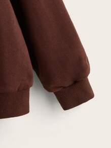 SHEIN Tween Girl Letter Pattern Drop Shoulder Sweatshirt - Chocolate Brown - View 4