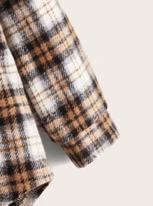 SHEIN 小男童格紋落肩袖連帽外套