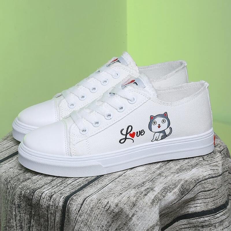 

Cartoon Graphic Lace Up Front Canvas Shoes, White