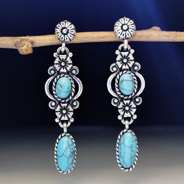 

Turquoise Decor Drop Earrings, Blue