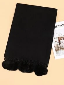 1 قطعة وشاح نسائي جديد للخريف/الشتاء من الكشمير الصناعي الناعم والكثيف ذو لون أحادي مع شرابات سميكة، شرابات طويلة جداً، طراز شارع عصري، ناعم وراحة، مناسب للسفر والاستخدام اليومي