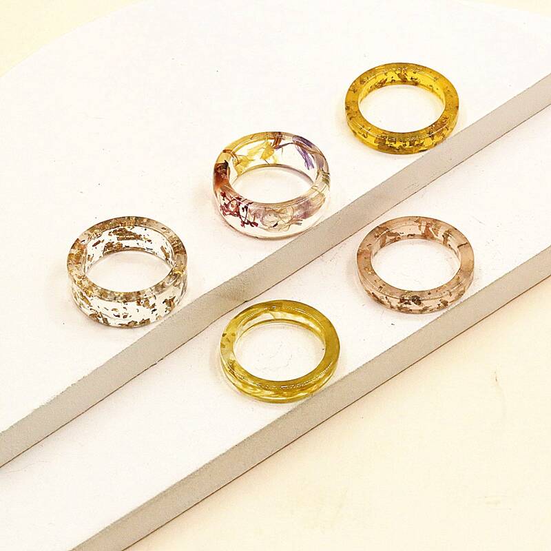 

5pcs Resin Ring, Multicolor