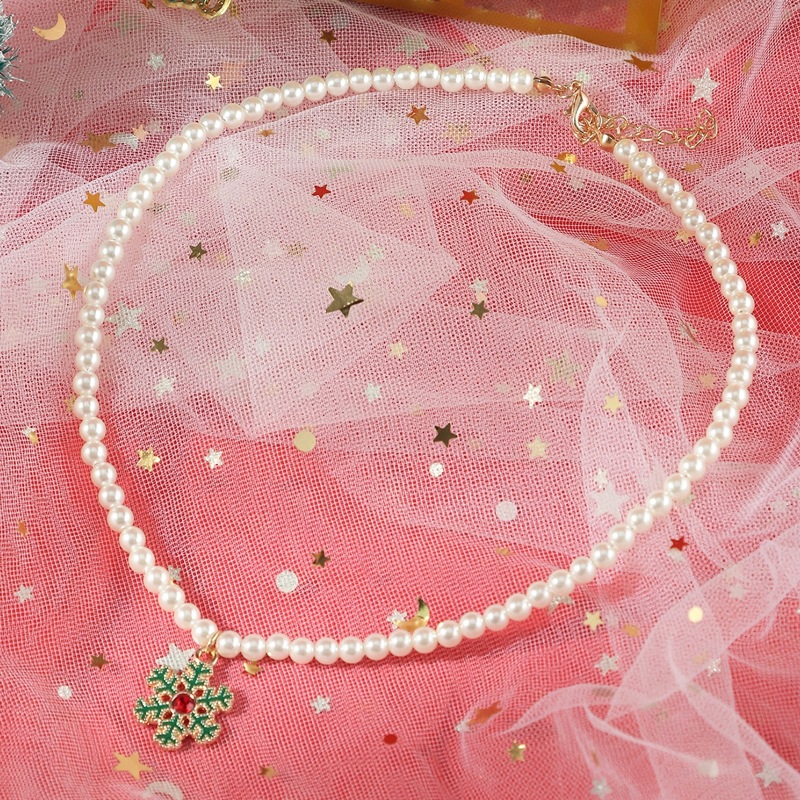 

Snowflake Decor Faux Pearl Beaded Necklace, Multicolor