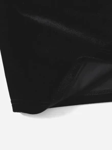 Muchica Lace Trim Velvet Cami Dress - Black - View 4