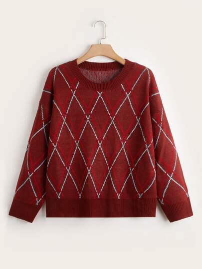SHEIN プラス 炎パターン ドロップショルダー セーター SHEIN プラス 炎パターン ドロップショルダー セーター