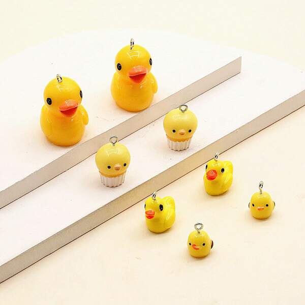 

8pcs Duck Decor DIY Jewelry Accessory, Yellow