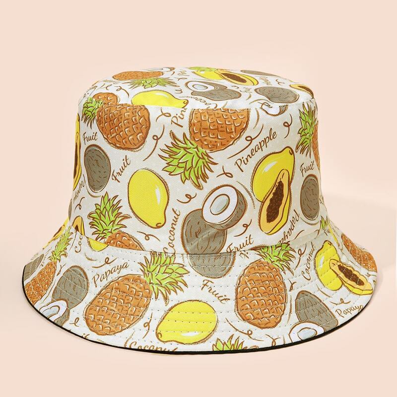 

1pc Lemon Reversible Bucket Hat, Multicolor