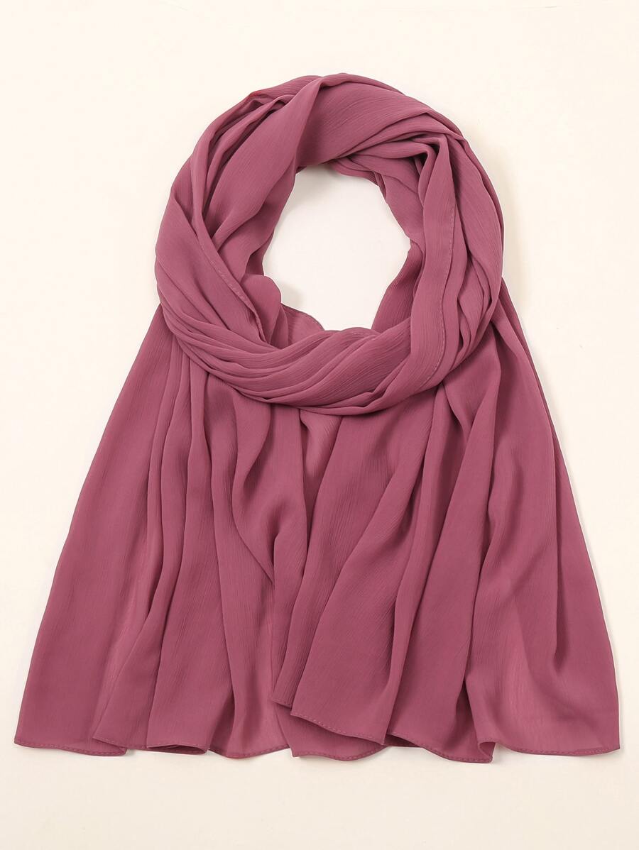 1pc Women Crumpled Casual Scarf For Daily Life - Red Violet - View 1