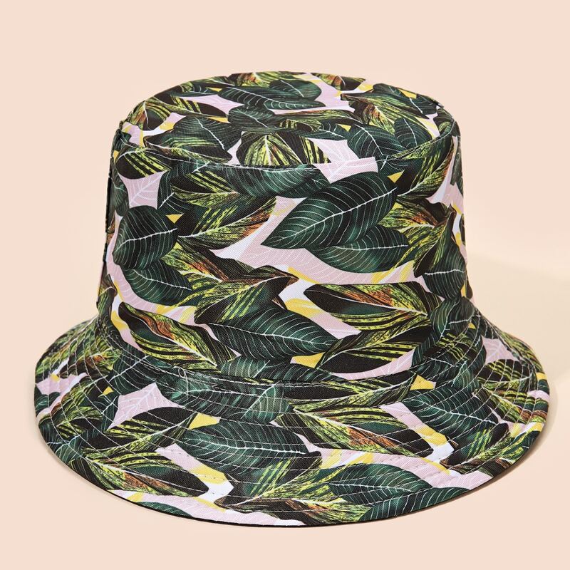 

Leaf Graphic Reversible Bucket Hat, Multicolor