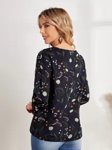 EMERY ROSE Blusa con mangas de obispo con estampado floral - Multicolor - Ver 2