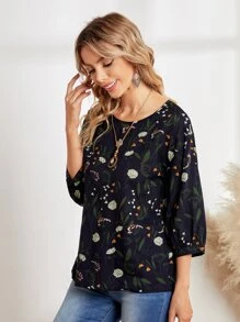 EMERY ROSE Blusa con mangas de obispo con estampado floral - Multicolor - Ver 3