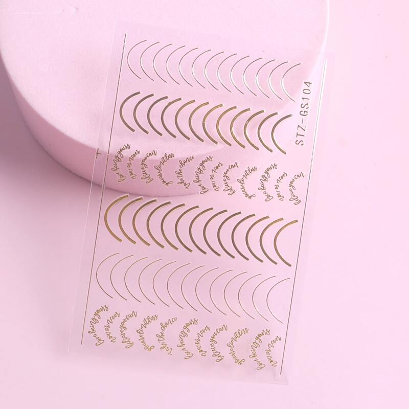 

1sheet Striped Nail Art Sticker, Gold