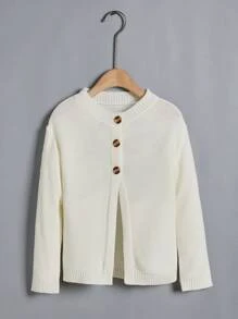 Toddler Boys Half Button Cardigan - Beige - View 1