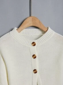 Toddler Boys Half Button Cardigan - Beige - View 3