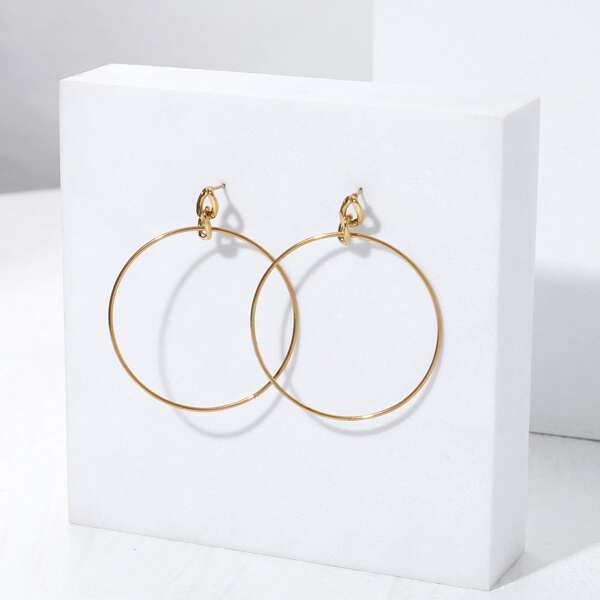 

18K Gold Plated Circle Drop Earrings
