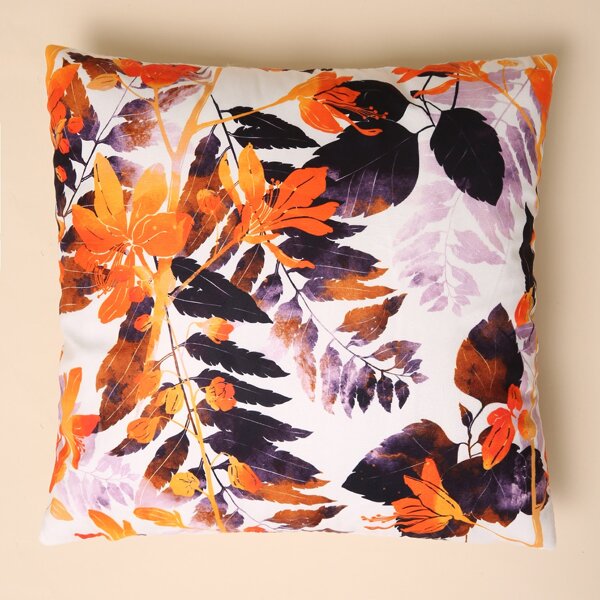 

Leaf Print Cushion Cover Without Filler, Multicolor