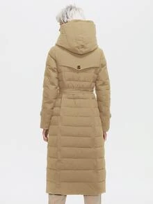 ZIAI Women's Fashionable Quilted Hooded Jacket, Mid-Length With Pockets And Regular Sleeves - Khaki - View 3