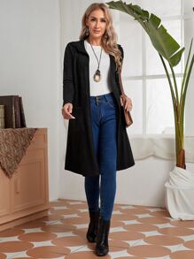 EMERY ROSE Abrigo con capucha y bolsillos parche en la parte delantera para otoño/invierno - Negro - Ver 1