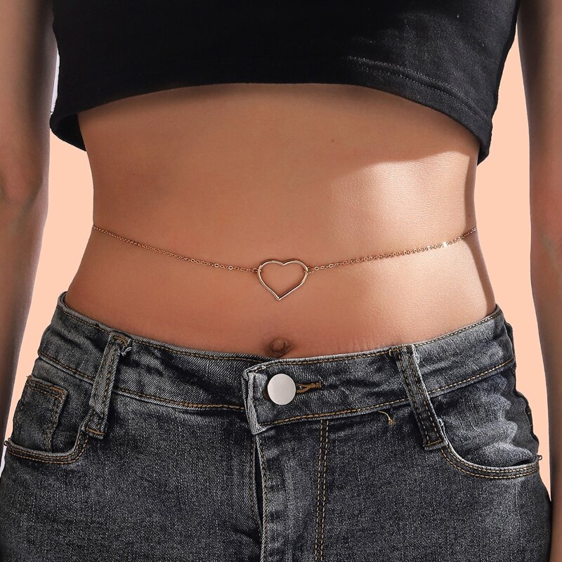 

Heart Decor Waist Chain, Gold