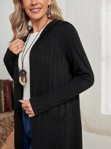 EMERY ROSE Abrigo con capucha y bolsillos parche en la parte delantera para otoño/invierno - Negro - Ver 6