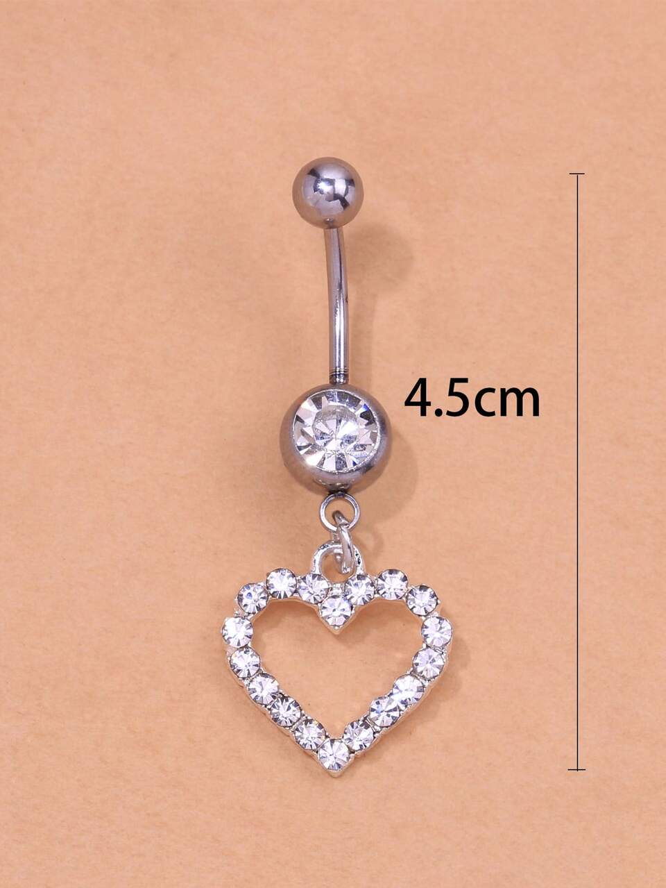 Rhinestone Heart Decor Navel Belly Ring