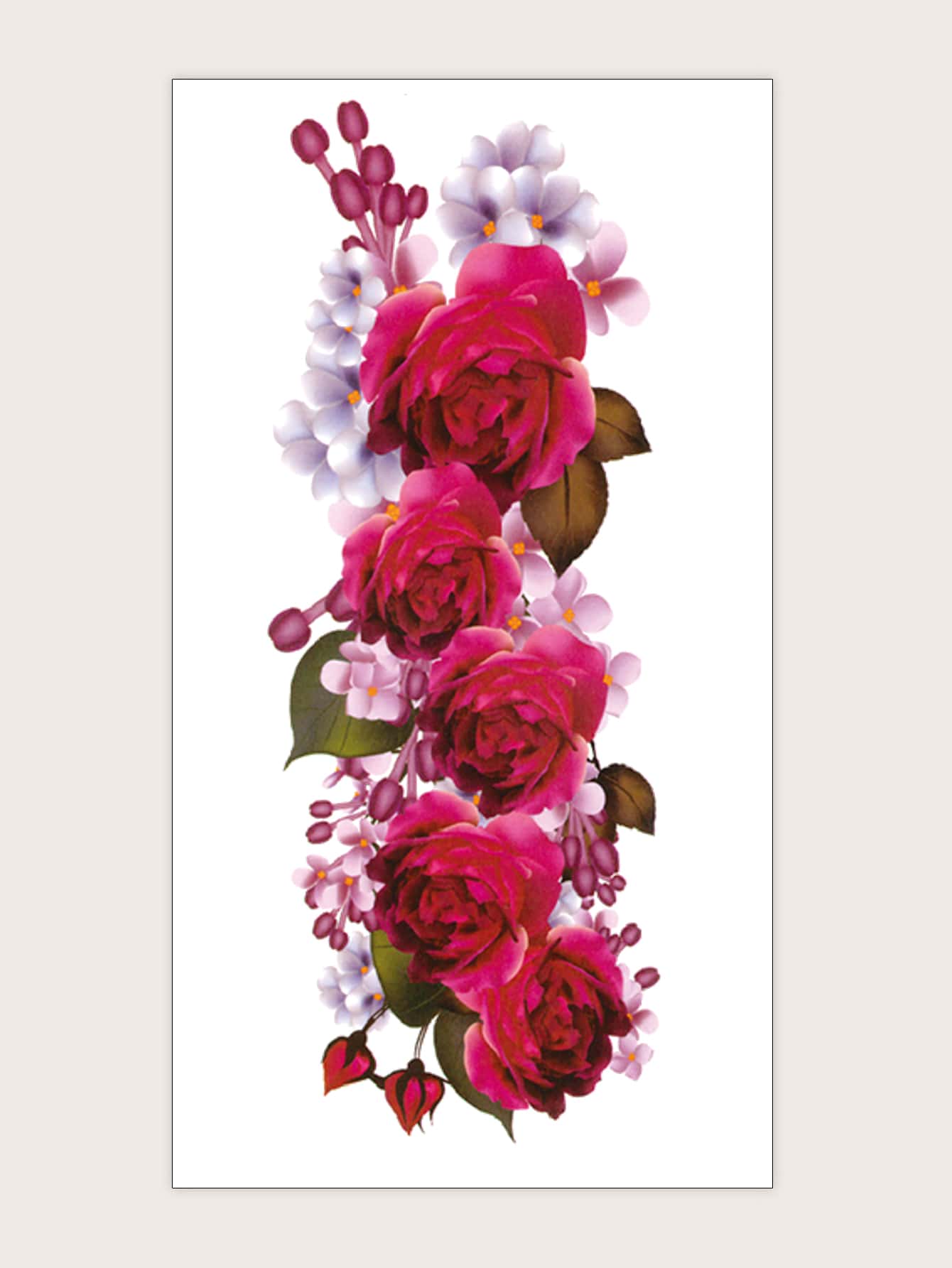 1 tờ giấy dán hình xăm hoa văn - Đỏ - Xem 1