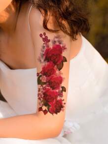 1 tờ giấy dán hình xăm hoa văn - Đỏ - Xem 2