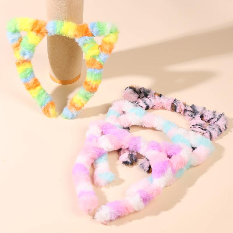 

4pcs Fluffy Ear Decor Headband, Multicolor