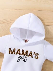 Baby Letter Graphic Hoodie & Leopard Print Joggers - Multicolor - View 3