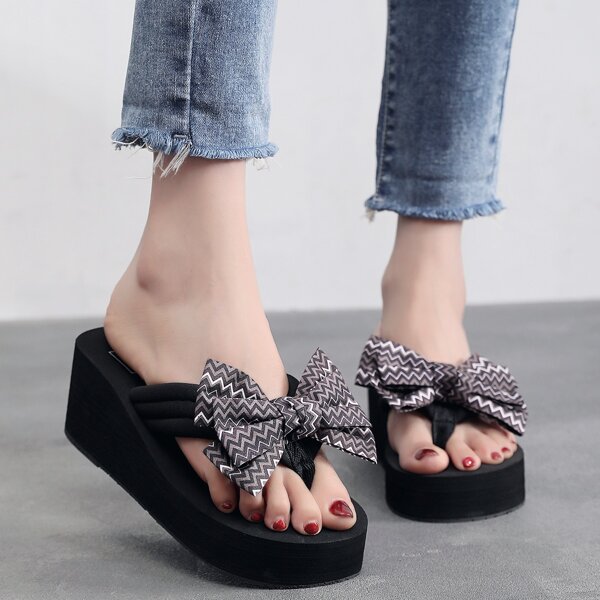 

Bow Decor Wedge Slides, Multicolor