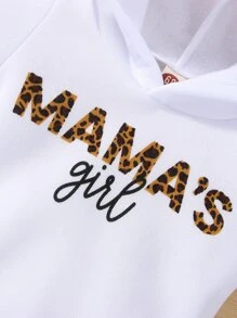 Baby Letter Graphic Hoodie & Leopard Print Joggers - Multicolor - View 4