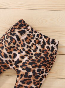 Baby Letter Graphic Hoodie & Leopard Print Joggers - Multicolor - View 5