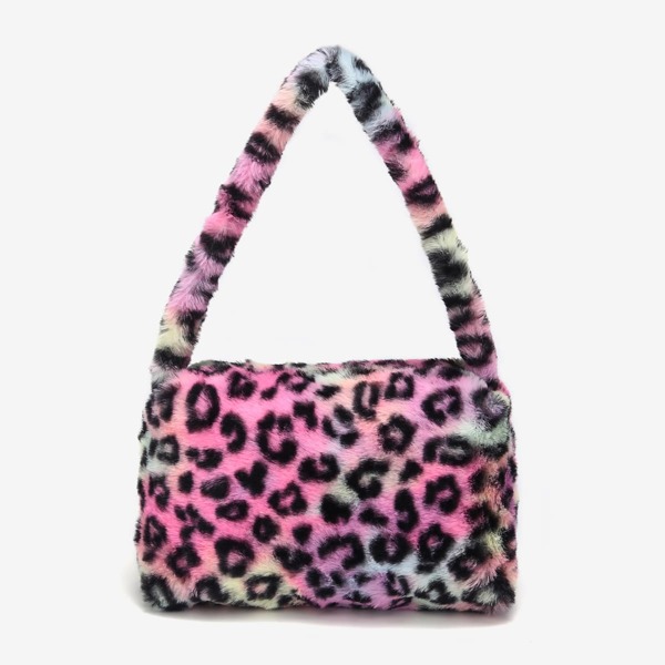 

Leopard Fluffy Baguette Bag, Multicolor