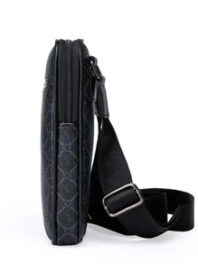 High School Students University Sling Bag Shoulder Bag Casual Bag Men Geo Graphic Crossbody Bag Fashion Adjustable Printed For Daily Commuting, Crossbody Bag Messenger Cylinder Bag Men Bag Winter Vintage Purse Leather Bag Travel Essentials Retro Bag Gifts For Men Valentine Day Valentines Black Bag Holiday Essentials Bag For Men Camping Sling Bag For Men Stickers Bags Back To School Valentine Gifts For Men Vintage Vacation Gift Bag Pack Cross Body Bag Spring Vintage Bags School Supplies - Black - View 3