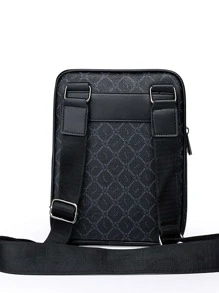 High School Students University Sling Bag Shoulder Bag Casual Bag Men Geo Graphic Crossbody Bag Fashion Adjustable Printed For Daily Commuting, Crossbody Bag Messenger Cylinder Bag Men Bag Winter Vintage Purse Leather Bag Travel Essentials Retro Bag Gifts For Men Valentine Day Valentines Black Bag Holiday Essentials Bag For Men Camping Sling Bag For Men Stickers Bags Back To School Valentine Gifts For Men Vintage Vacation Gift Bag Pack Cross Body Bag Spring Vintage Bags School Supplies - Black - View 4