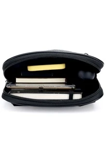 High School Students University Sling Bag Shoulder Bag Casual Bag Men Geo Graphic Crossbody Bag Fashion Adjustable Printed For Daily Commuting, Crossbody Bag Messenger Cylinder Bag Men Bag Winter Vintage Purse Leather Bag Travel Essentials Retro Bag Gifts For Men Valentine Day Valentines Black Bag Holiday Essentials Bag For Men Camping Sling Bag For Men Stickers Bags Back To School Valentine Gifts For Men Vintage Vacation Gift Bag Pack Cross Body Bag Spring Vintage Bags School Supplies - Black - View 5