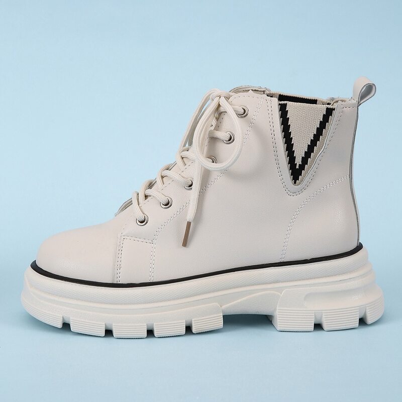 

Lace-up Front Chunky Boots, White
