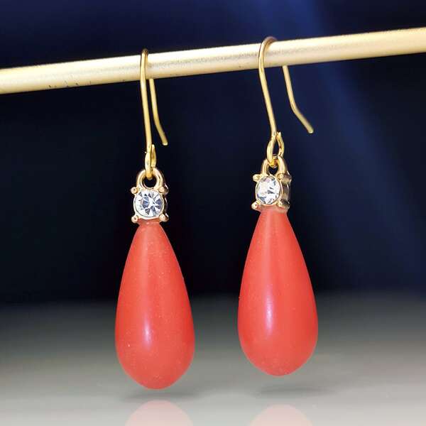 

Water Drop Charm Earrings, Orange