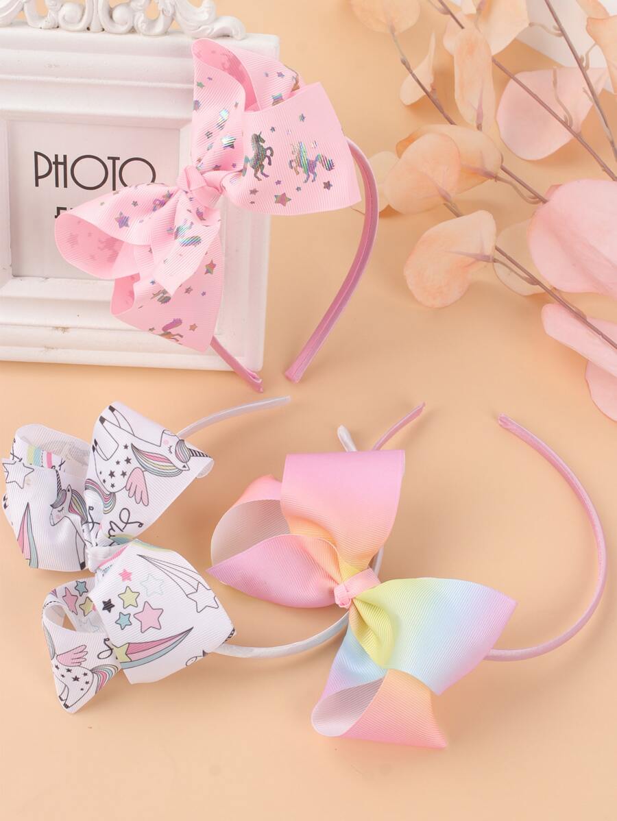 3pcs Girls Bow Knot Hair Hoop - Multicolor - View 1