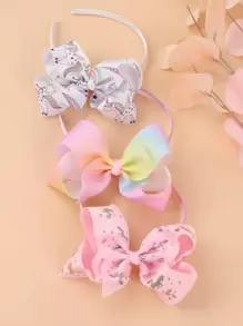 3pcs Girls Bow Knot Hair Hoop - Multicolor - View 4