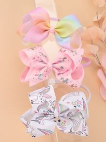 3pcs Girls Bow Knot Hair Hoop - Multicolor - View 5